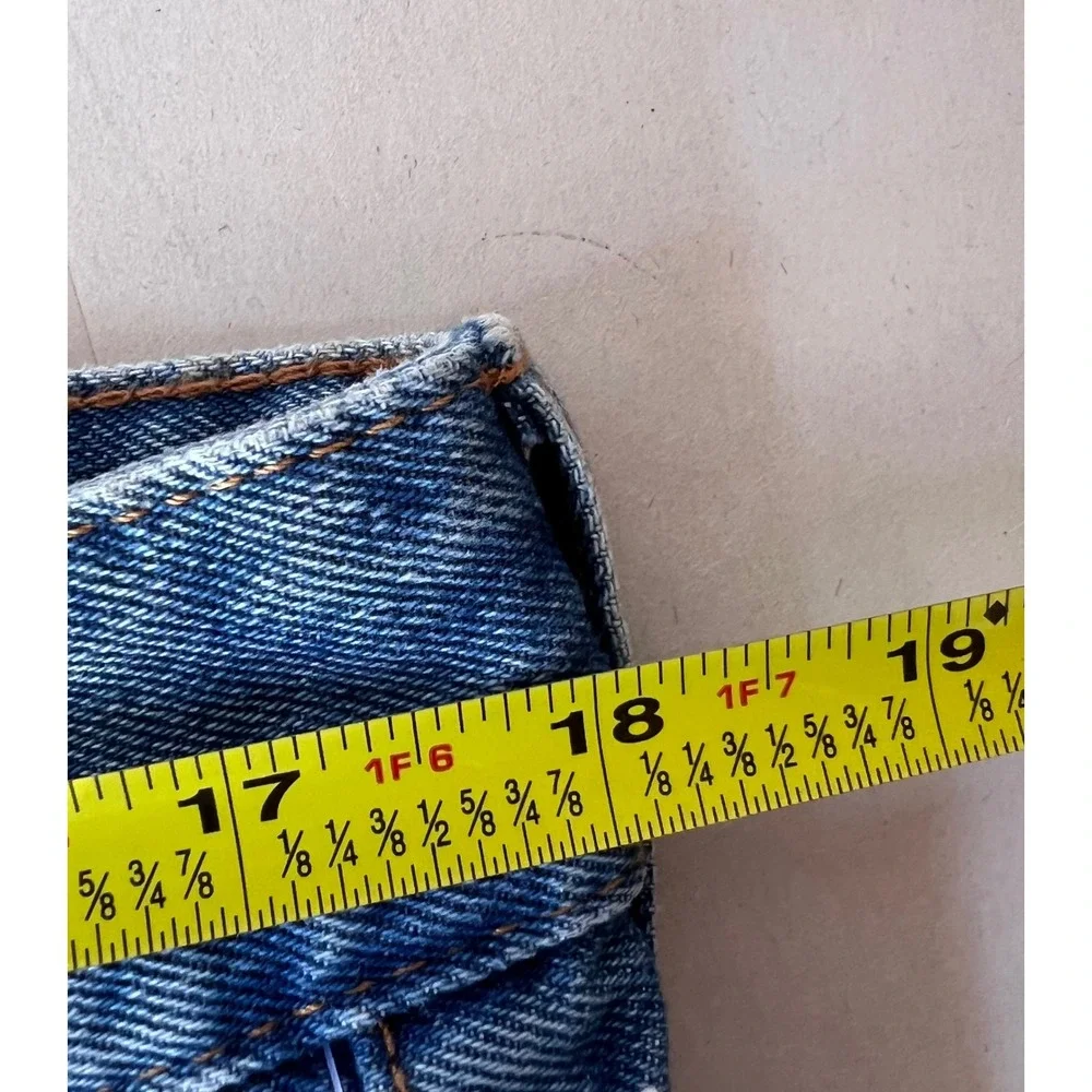 HM Denim Mens Slim Fit Shorts Blue Low Waist‎ Button Fly Size 34 New